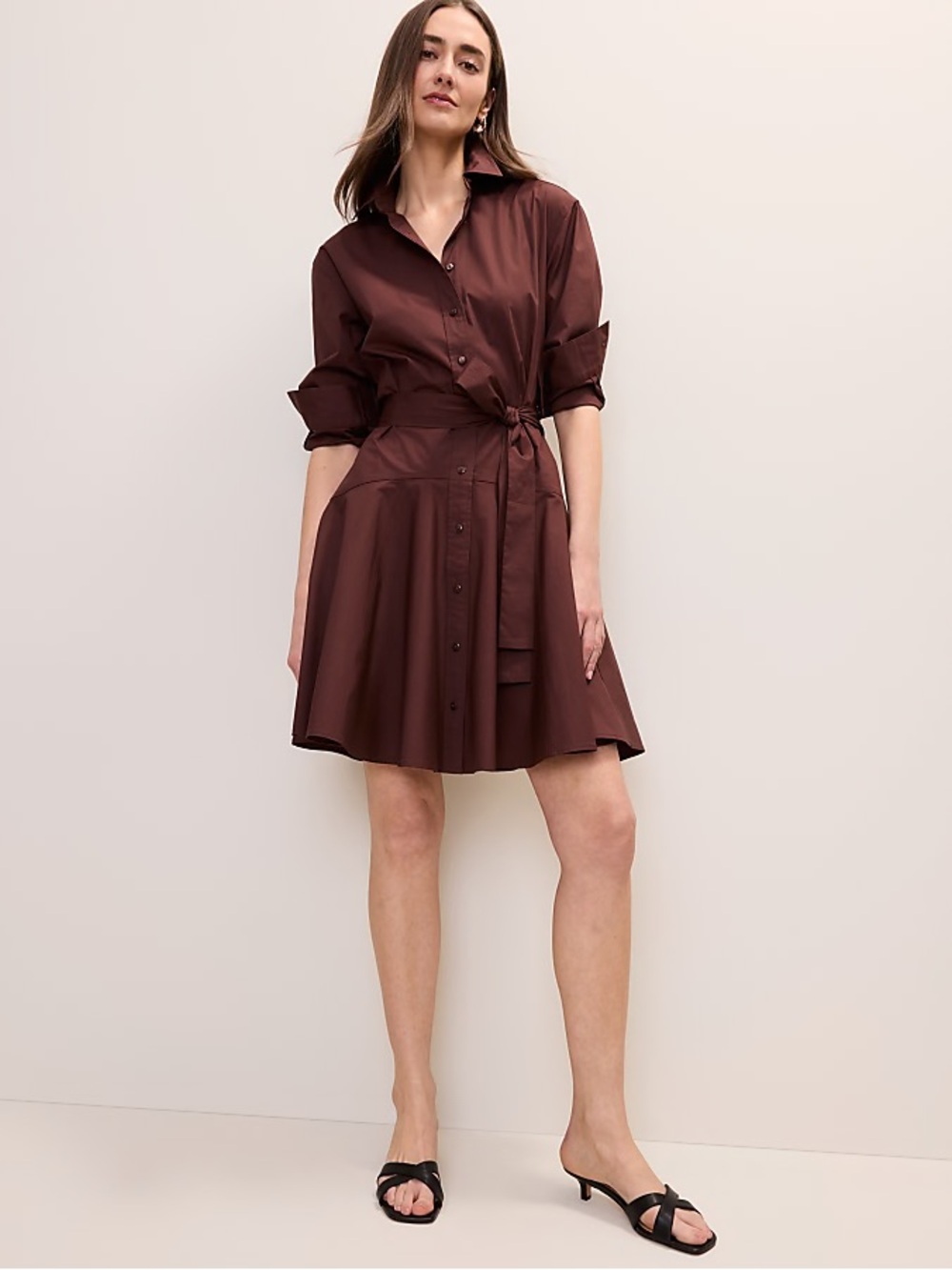 Ann Taylor Belted Collared Shirtdress Dress 847937